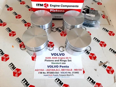 Volvo B20 Standard Pistons & Rings Set  142 , 144 145, 1800,  PENTA AQ130A,B,C - Image 1 of 4