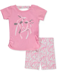 Real Love Girls' 2-Piece Bike Shorts Set Outfit Color: lilac Size: 4 - Picture 1 of 1