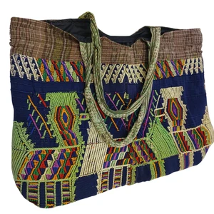 Vintage handgewebte Beuteltasche Handtasche Tasche bunt Tribal Textil Schultertasche 19" x 14" - Bild 1 von 10