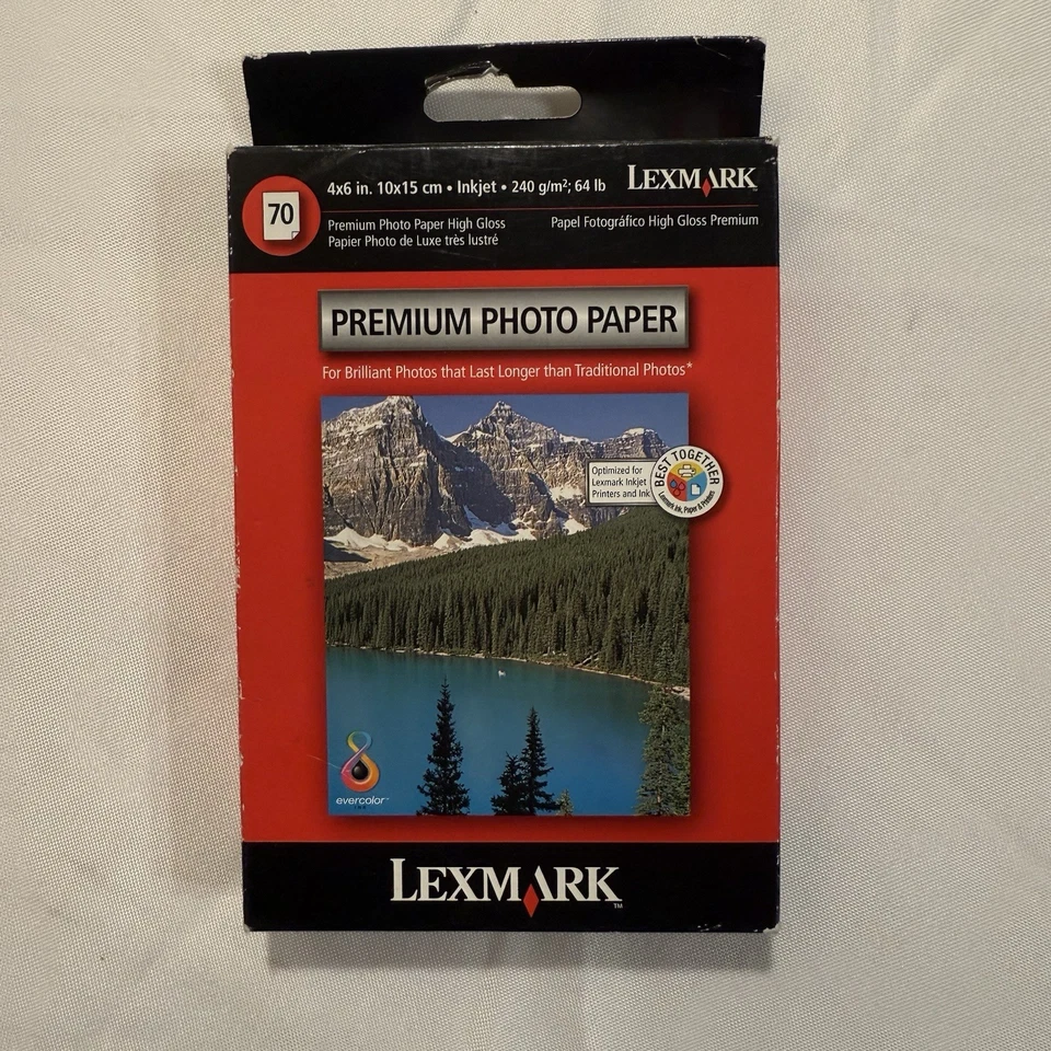 New In Sealed Box Lexmark Premium Photo Paper 4x6, 60 Sheets, Inkjet, High Gloss - Image 1 of 3