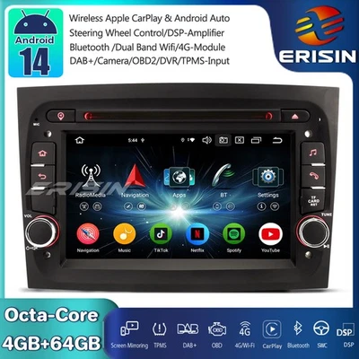 64GB Android 14 Autoradio GPS per Fiat Doblo CarPlay DAB+ Bluetooth CD Navi Wifi - Immagine 1 di 4