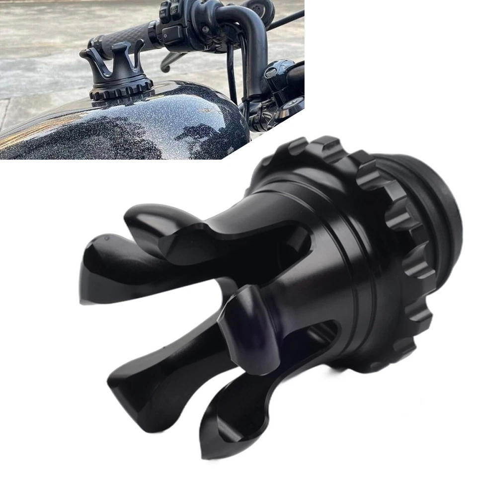 Motorcycle Vented King Crown Gas Cap Fuel Tank Black For Harley XL883 Road King Foto 1 de 4