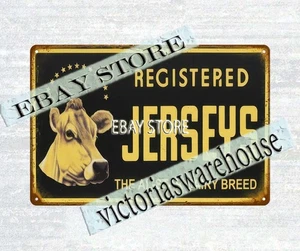 Letrero de hojalata Jersey leche vaca granja lechera granero rústico tienda de campo - Imagen 1 de 4