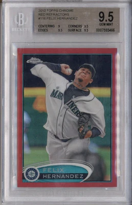 2012 Topps Chrome Red Refractor #116 Felix Hernandez /25 BGS 9.5 - Image 1 of 2