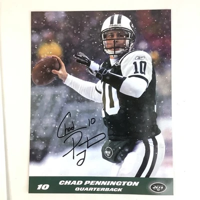 Foto autografiada firmada por Chad Pennington 2007 New York Jets fotografía 8x10 Foto 1 de 3