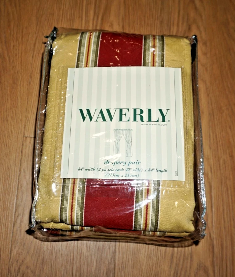 WAVERLY PAR DE CORTINAS LNT CAPULETO RAYAS ORO ANTIGUO 42"x42" NUEVO Foto 1 de 2