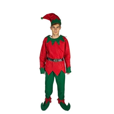 Adult Christmas Elf Cosplay Costume Xmas Perform Clothes Fancy Dress UK - Image 1 of 4