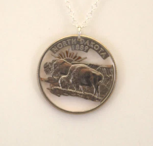 North Dakota, Cut-Out Coin Jewelry, Necklace/Pendant