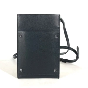 VALENTINO Bag Crossbody Pochette logo Studs Shoulder Bag Leather Black - Bild 1 von 11