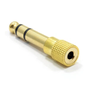 Oro 3.5mm Aux Auriculares Estéreo Conector A 6.35mm Grande Jack Trs Adaptador - Imagen 1 de 10