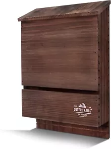 Japanese Cedar Bat House Habitat Two Chambers, Weatherproof, Easy Install, Brown - Picture 1 of 7