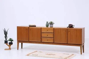 Vintage Teak Sideboard 60er Jahre | Mid Century TV Board mit Schubladen & Fächer - Bild 1 von 10