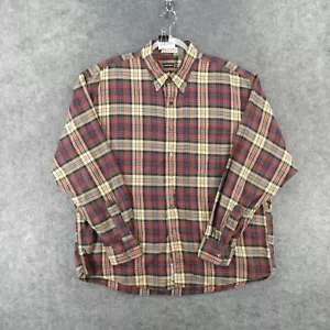 Vintage Gitman Bros Shirt Men 3XL Kashmyl Long Sleeve Beige Red Blue Plaid USA - Picture 1 of 15