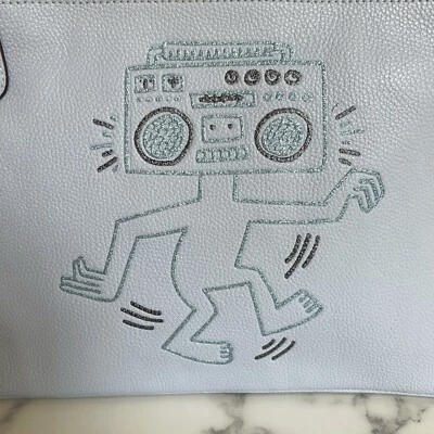 COACH 28678 Keith Haring Collaboration Clutch Bag Leather Women  NWT ice / blue - Image 1 of 4