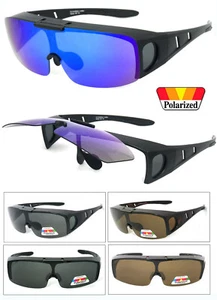 Flip Up Fit Over Sunglasses Polarized Lens Over PRESCRIPTION GLASSES Side Shield - Picture 1 of 30
