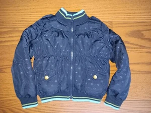 Old Navy Winter Puffer Coat Jacket Girls XS Blue Full Zip Hearts, Snowflakes - Picture 1 of 9