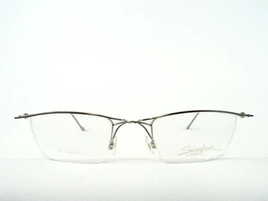 Gafas ligeras para mujer EBM 2279 23ct chapadas en oro sin borde inferior negras - Imagen 1 de 9