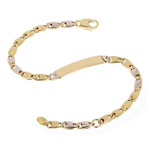 Italian 14k Two Tone Gold Engravable Baby Kids ID Bracelet 7.25" 4.7mm 3.4 grams - Picture 1 of 5