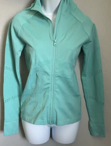 Chaqueta Fabletics para mujer grande verde sin costuras manga agujero para el pulgar cuello falso cremallera completa - Imagen 1 de 13