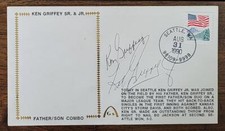KEN GRIFFEY JR AND SR SIGNED 1990 GATEWAY CACHET MARINERS FATHER AND SON COMBO