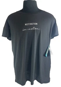Camiseta activa de manga corta negra MTA Sports "Motivation In Motion" para mujer talla L - Imagen 1 de 10