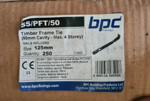 BPC Fixings Timber Frame Tie 50mm Cavity - 125mm Size - 250 Quantity - Picture 1 of 3