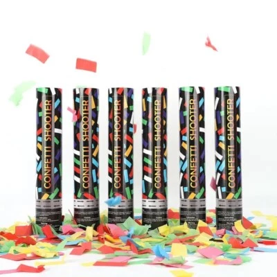 No Mess Streamer Confeti Cañón Fiesta Poppers | Paquete de 6 | Serpentinas Multicolores Foto 1 de 4