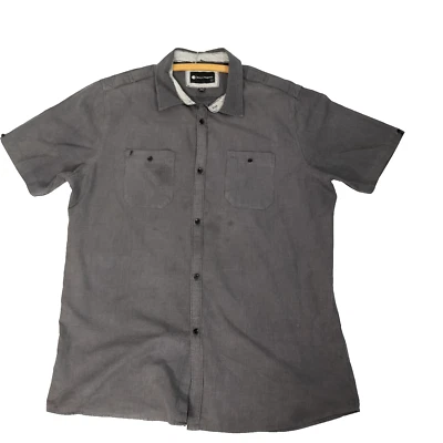 Billabong Men's Short Sleeve Button-Up Shirt - Grey XXL - 100% Cotton - image 1 of 4