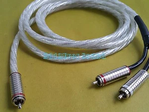 HiFi 6N Copper silver Subwoofer Audio Y split Cable 1 RCA To 2 RCA Rhodium Plug  - Picture 1 of 3
