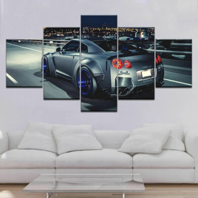 Póster arte pared impresión lienzo coche Nissan GTR R35 5 paneles decoración del hogar Foto 1 de 4