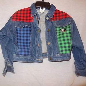 Jean Jacket 101 Dalmatian Disney Store Size 6 Plaid Fleece Green Red Blue Girls  - Picture 1 of 11