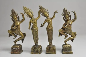 Antike asiatische indische Kunst Messing tanzende Metallfiguren - 8,5" -8" Zoll hoch - sehr guter Zustand - Bild 1 von 6