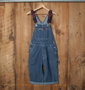 Y2K Vintage TOMMY HILFIGER Blue Denim Cutoff Bib Overall Shorts Women's Sz. S - Picture 1 of 13