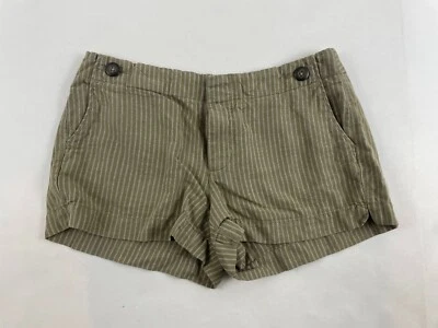Gap Shorts Women's Size 2 Tan White Striped Eye & Hook Low Rise Cut-off Pockets - Image 1 of 4