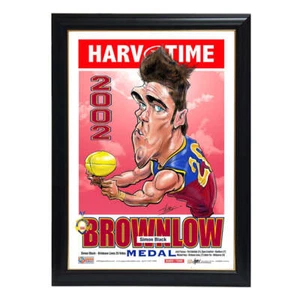 Simon Black Brisbane Lions 2002 Brownlow Medal Harv Time L/E Print Framed - Bild 1 von 1
