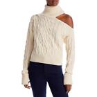 Paige Womens Wool Turtleneck Cold Shoulder Crop Sweater Top BHFO 3539