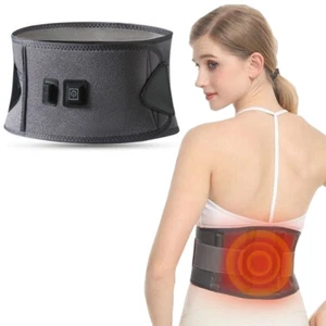 Cordless Lumbar Heating Pad Electric Vibration Massager Belt Waist Pain Relief - Picture 1 of 13