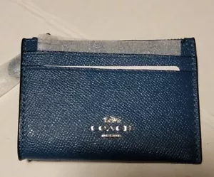 Coach Mini Leather Skinny ID Case Wallet Deep Turquoise - Picture 1 of 3