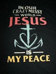 IN OUR CRAZY MESSY WORLD - JESUS IS MY PEACE Langarmshirt Medium, schwarz - Bild 1 von 5