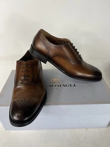 Bruno Magli Arno Brown Leather Lace Up Dress Shoes Mens Size 7.5 Cognac Calf - Picture 1 of 11