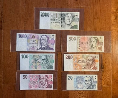 CZECH REPUBLIC 20-50-100-200-500-1000-2000 Korun, Banknote 1993-2018 VG - Image 1 of 2