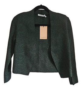 MM Lafleur NY Crisp Dark Green Metallic Viscose Stretchy Open Top Sz XS - Picture 1 of 6