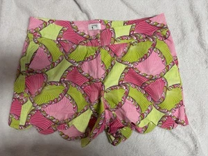 Crown and Ivy Scalloped Shorts Womens Size 8 Pink Green White - Picture 1 of 5