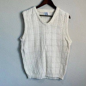 Northeast Knitting Mills Cream Cotton Vintage Sweater Vest Made In USA Size M - Picture 1 of 4