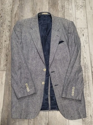 Blazer 42L Hombre Vintage Inglés Manor Azul Gris 2 Botones Retro Abrigo Deportivo Foto 1 de 4