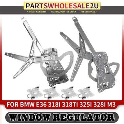 Regulador de ventana delantero 2 piezas para BMW E36 318i 325i 328i M3 con clips de pivote deslizantes Foto 1 de 4