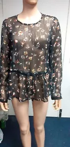 Top donna Bonprix Shell floreale manica lunga taglia UK 12 - Foto 1 di 9