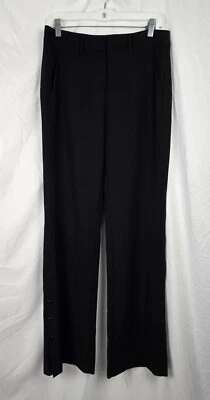 White House Black Market The Flare Button Hem Black Pants sz 6 Career Formal - Image 1 of 4