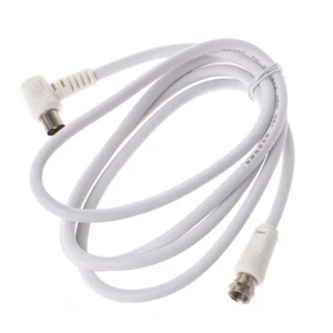 9.5mm White 90 Degrees Male To F Type Male Coaxial TV Satellite Cable - Picture 1 of 8