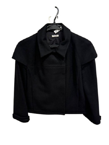 MIU MIU Cappotto Corto Nero Esterno Lana Donna Autentica Cameriera in Italia